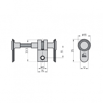 Preview: BASI® BZV 100 Blindzylinder FS mit Zulassung für Feuerschutztüren / Brandschutztüren, verstellbar 45 - 95 mm